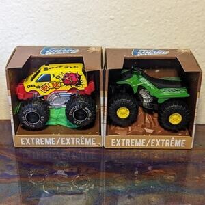 Turbo Wheels - Green 4 Wheeler & Bull Dog Monster Truck Die Cast Vehicles NIB